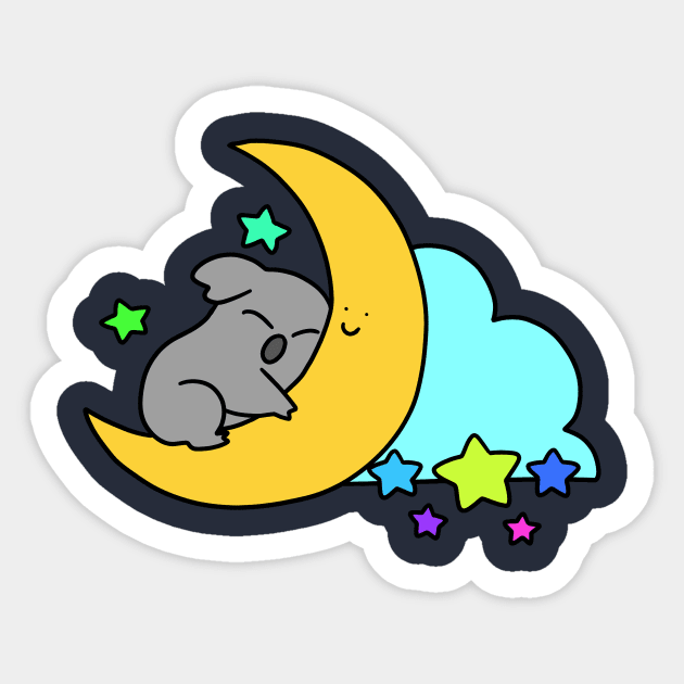 Koala Hugging a Crescent Moon Sticker by saradaboru